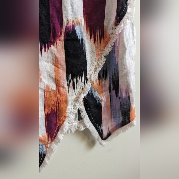 DKNY 100% Linen Asymmetrical Sleeveless Fringe Hem Blouse Women's Medium - Picture 4 of 8